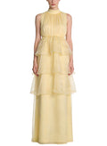 Romantic Stand Collar Sleeveless Long Dress