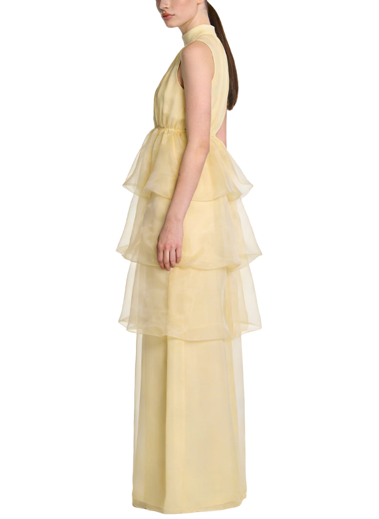 Romantic Stand Collar Sleeveless Long Dress