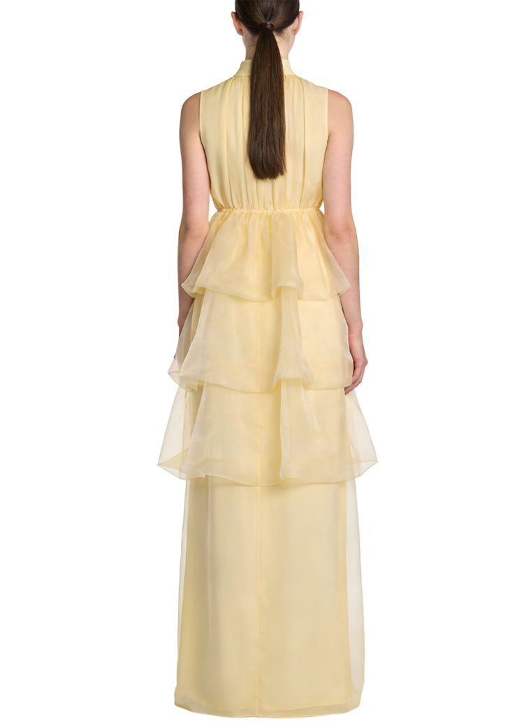 Romantic Stand Collar Sleeveless Long Dress