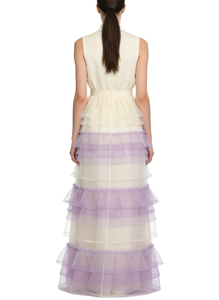 Sweet Ladies' Stand-Up Collar Sleeveless Long Dress