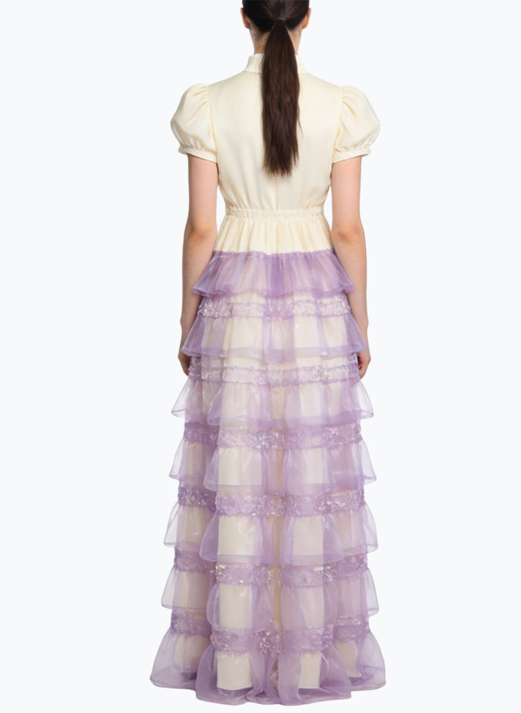 Retro Elegant Puff Sleeve Long Dress