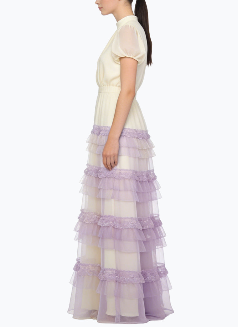 Sweet Age-Reducing Puff Sleeve Long Dress