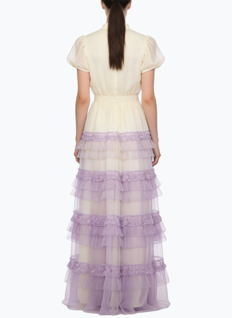 Sweet Age-Reducing Puff Sleeve Long Dress