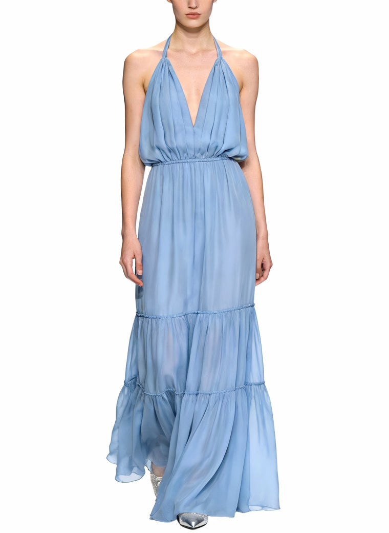 Sexy Halter Deep V-Neck Long Maxi Dress