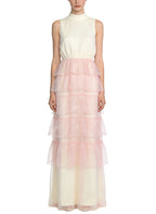 Sweet Gentle Stand Collar Sleeveless Long Dress