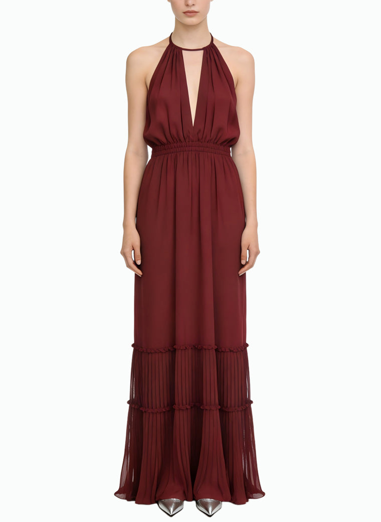 Halter Deep V-Neck Long Elegant Maxi Dress