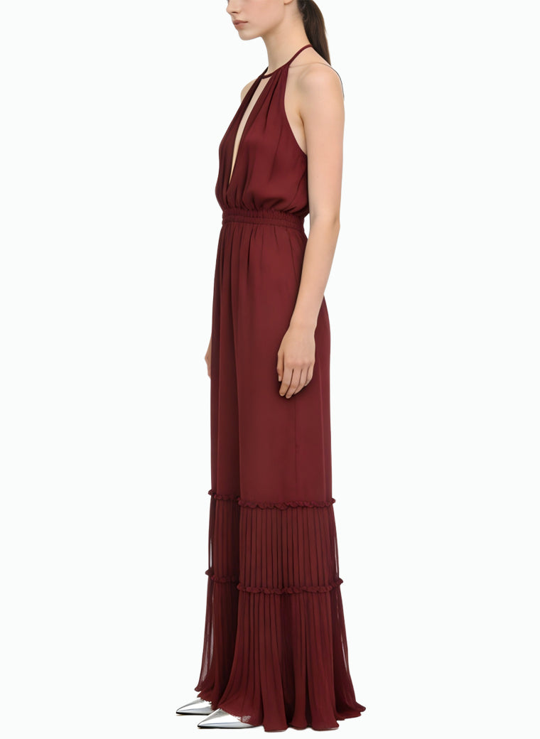 Halter Deep V-Neck Long Elegant Maxi Dress