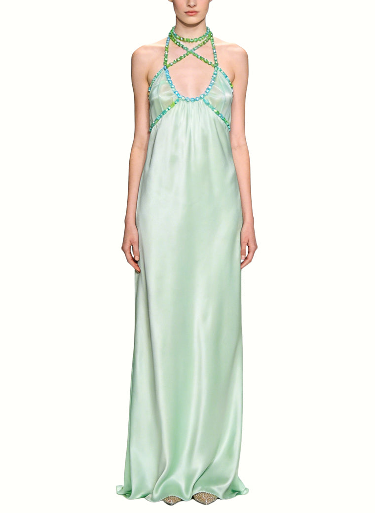 Sexy Long Satin Formal Evening Dress