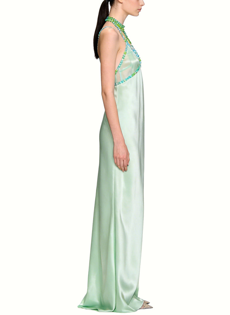 Sexy Long Satin Formal Evening Dress