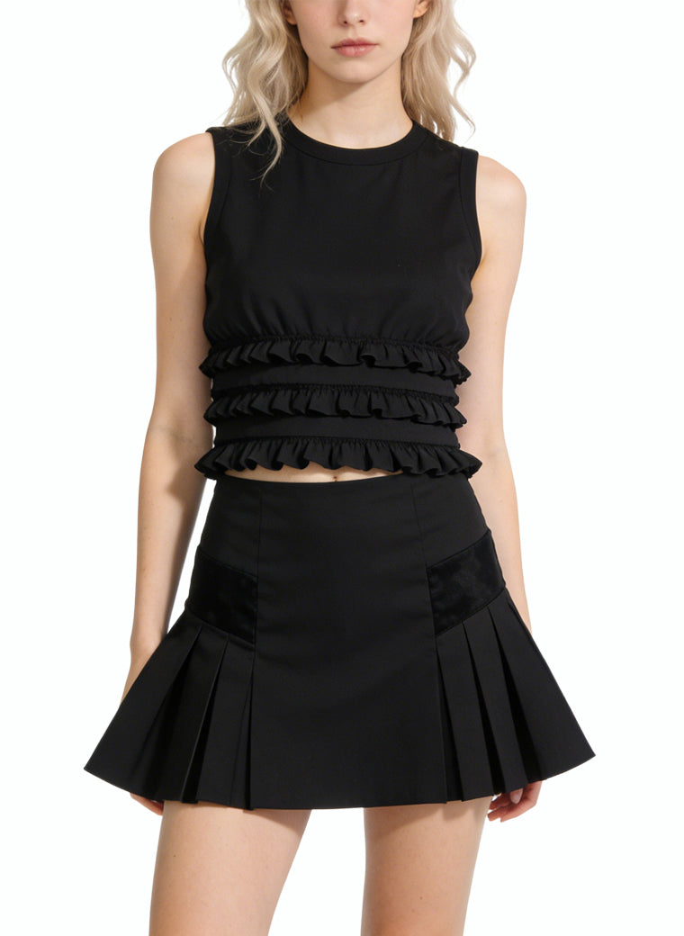 Women's Pleated Hem High-waist Mini Skirt