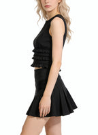 Women's Pleated Hem High-waist Mini Skirt