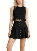 Women's Button-front High-waist Mini Skirt