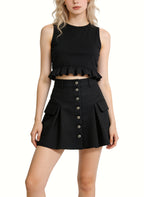 Women's Button-front High-waist Mini Skirt