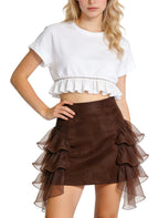 Women's Ruffled Tiered High-waist Mini Skirt