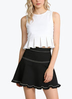 Women's Contrast-stitch High-waist Mini Skirt