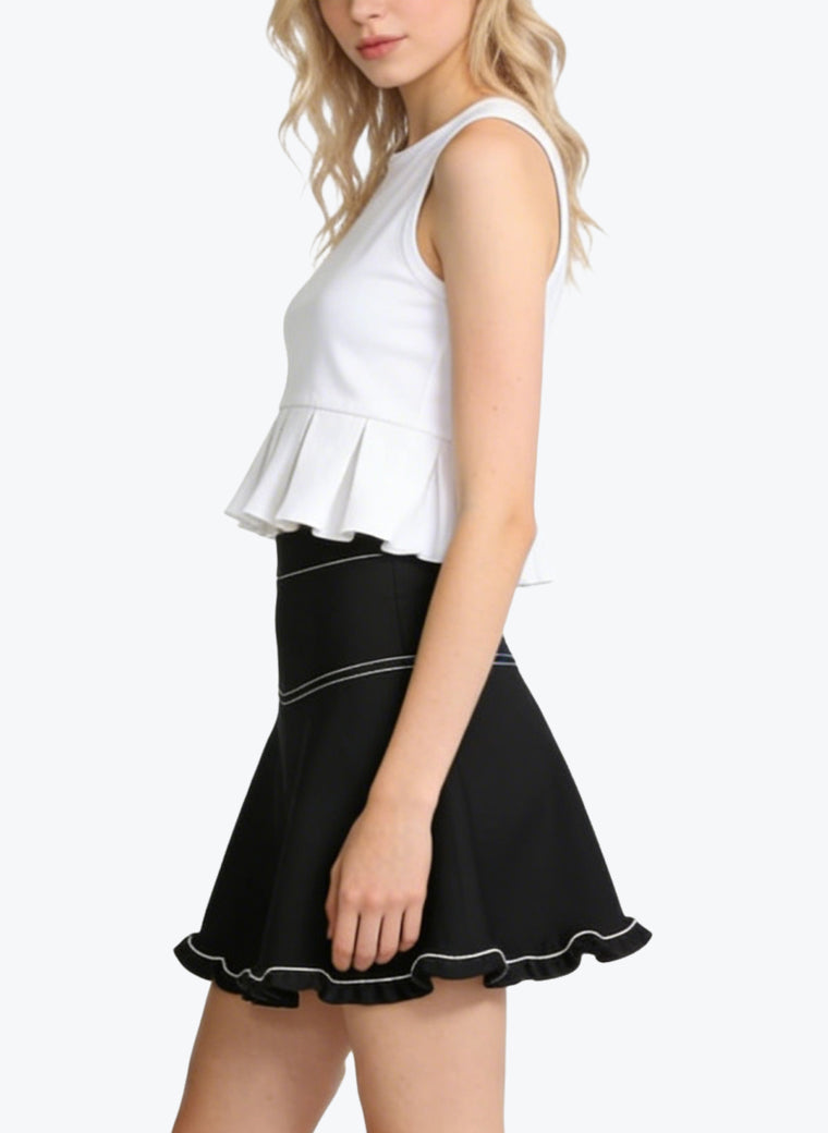 Women's Contrast-stitch High-waist Mini Skirt
