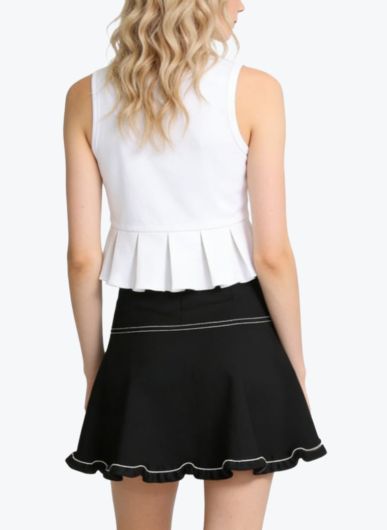 Women's Contrast-stitch High-waist Mini Skirt