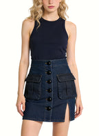 Women's Button-front Denim Mini Skirt