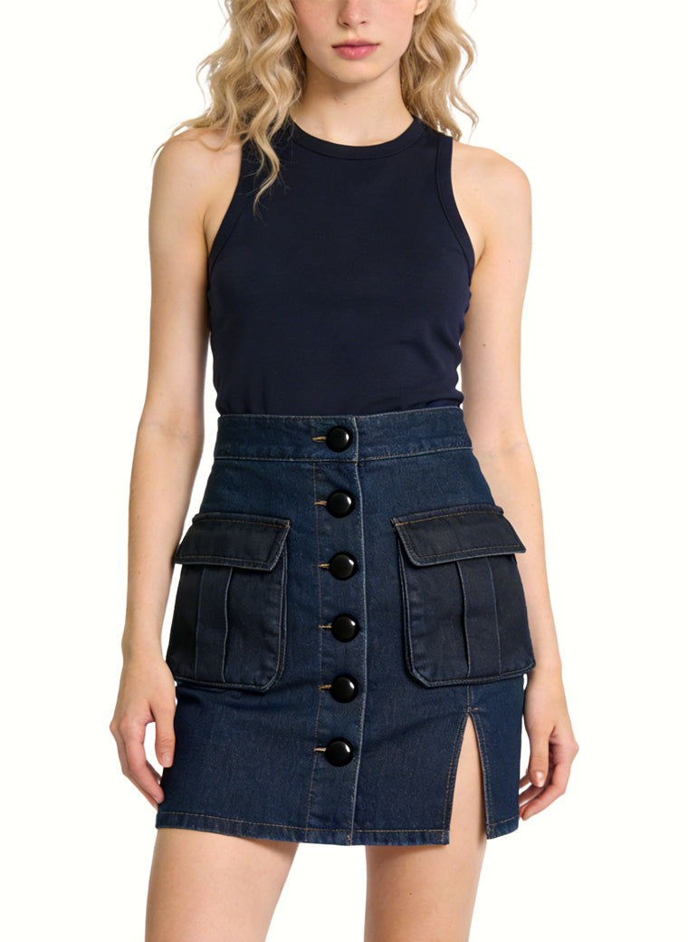 Women's Button-front Denim Mini Skirt