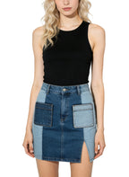 Women's Patchwork Casual Denim Mini Skirt