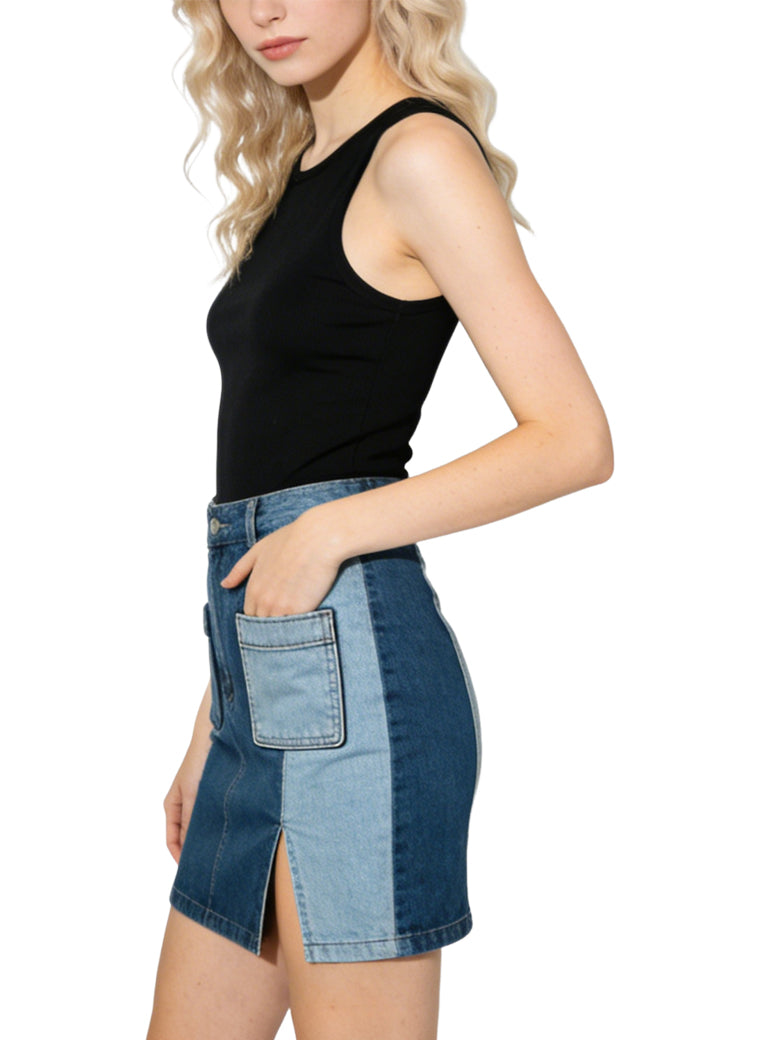 Women's Patchwork Casual Denim Mini Skirt