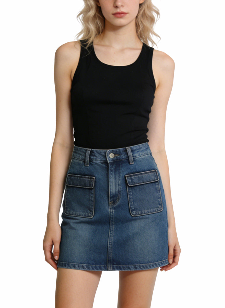 Women's High-waist A-line Denim Mini Skirt