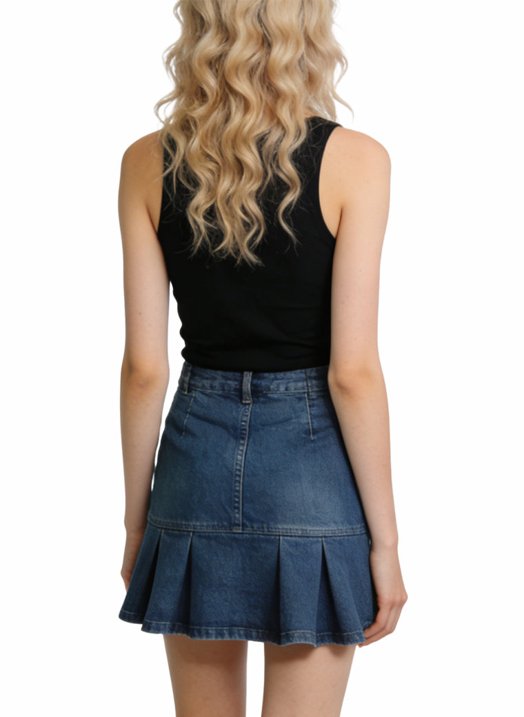 Women's High-waist A-line Denim Mini Skirt