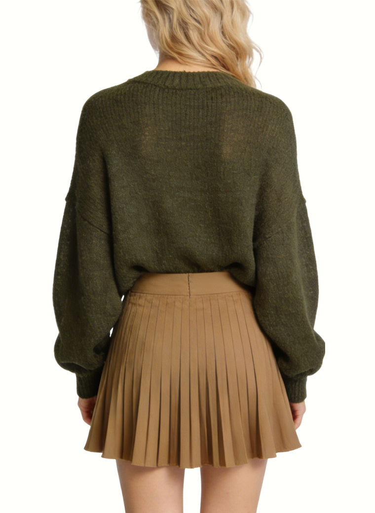 Women's Retro Pleated High-waist Mini Skirt