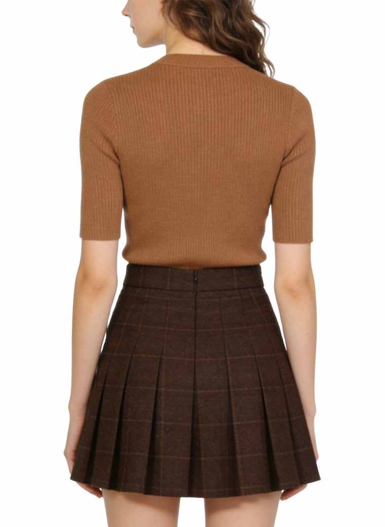 Women's Pleated Retro A-line Mini Skirt