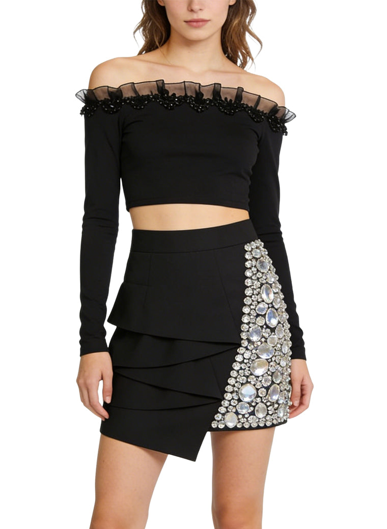Women's Contrast-panel High-waist Mini Skirt