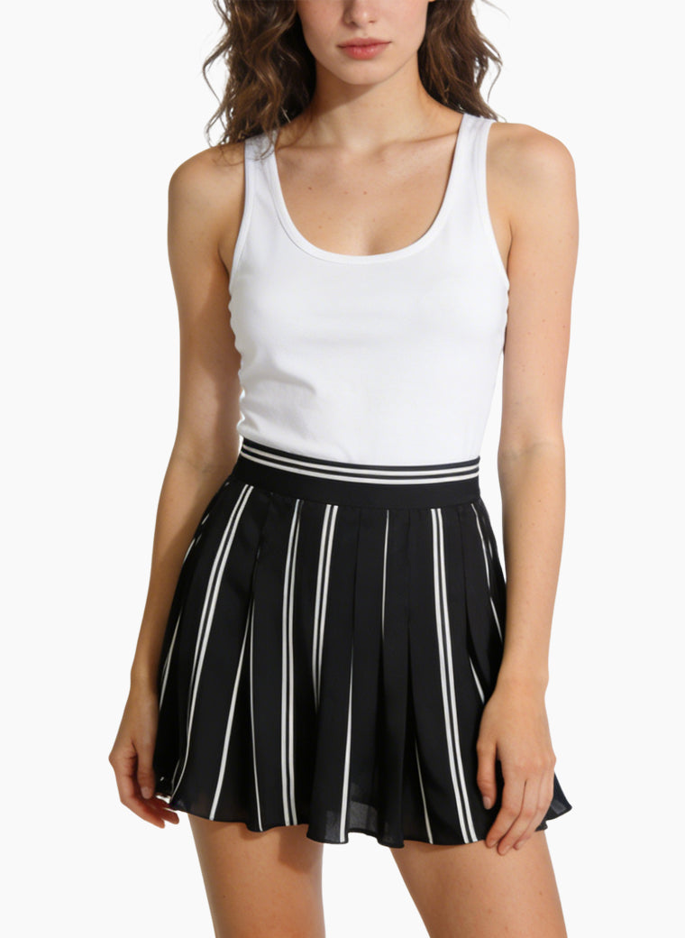 Women's Vertical Stripe High-waist Mini Skirt