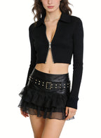 Women's Ruffled Hem High-waist Mini Skirt
