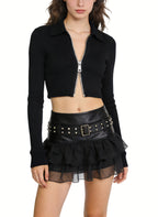 Women's Ruffled Hem High-waist Mini Skirt
