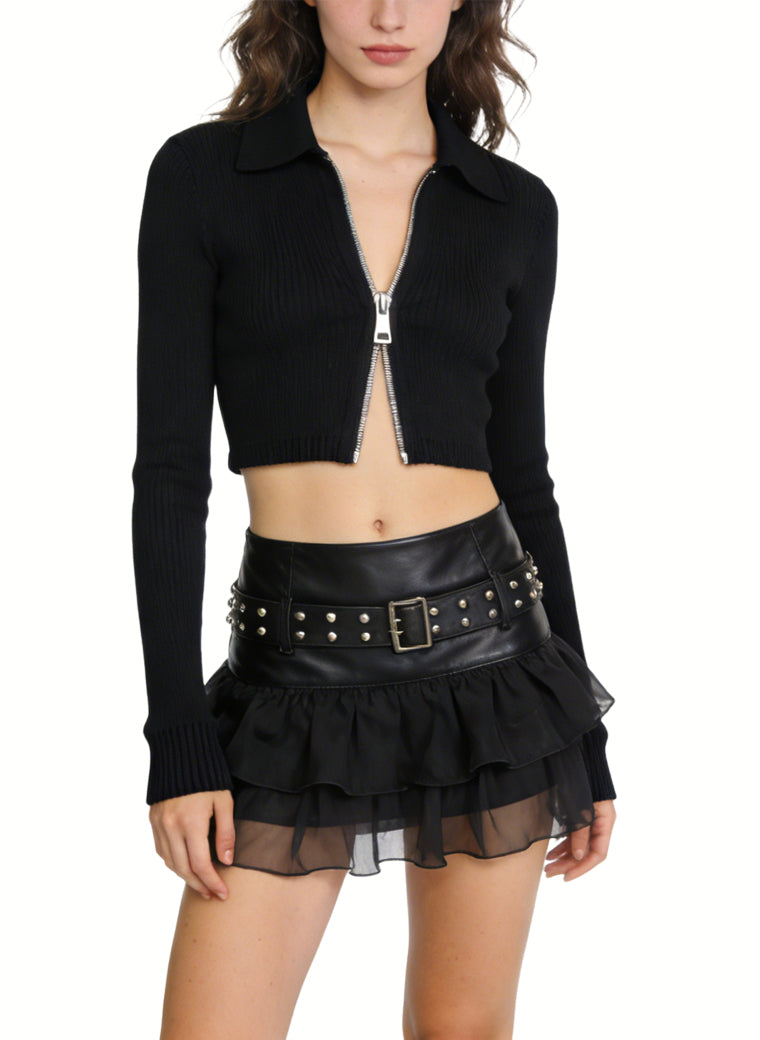 Women's Ruffled Hem High-waist Mini Skirt