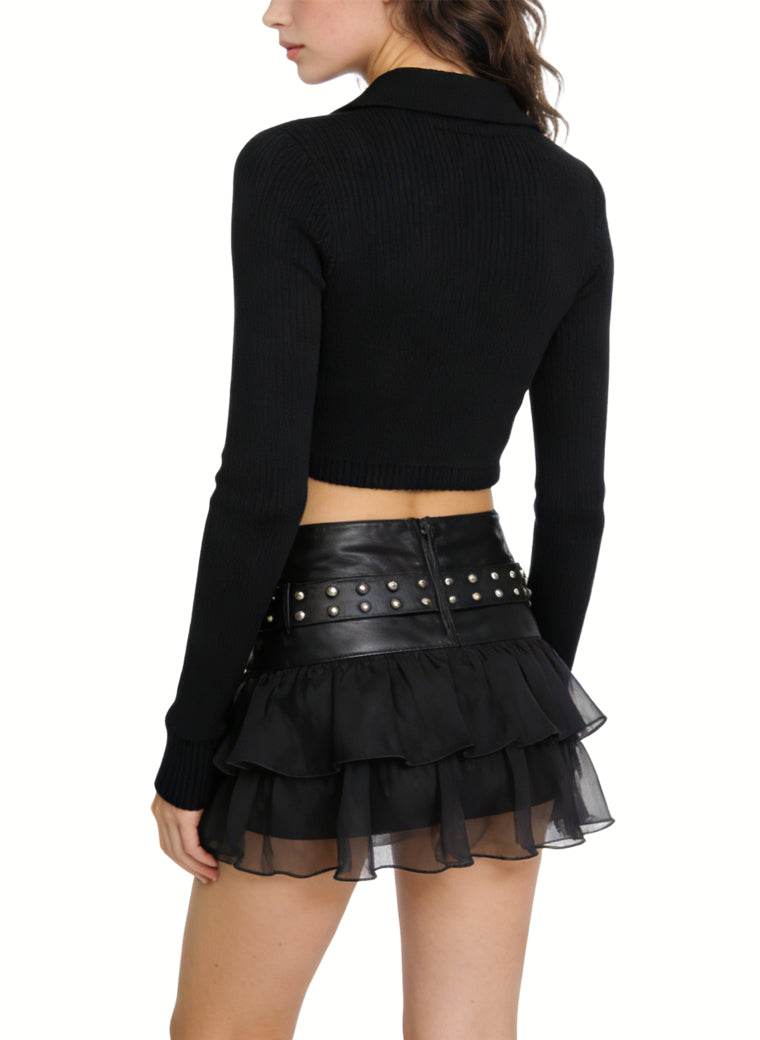 Women's Ruffled Hem High-waist Mini Skirt