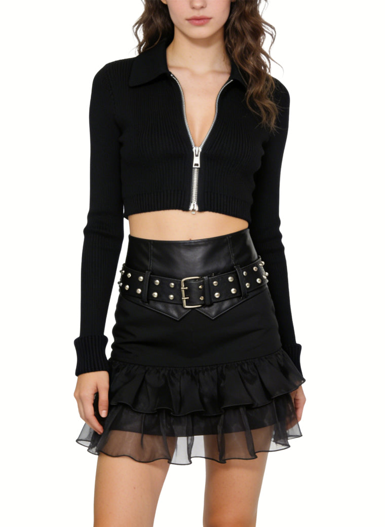 Women's Layered Ruffled High-waist Mini Skirt