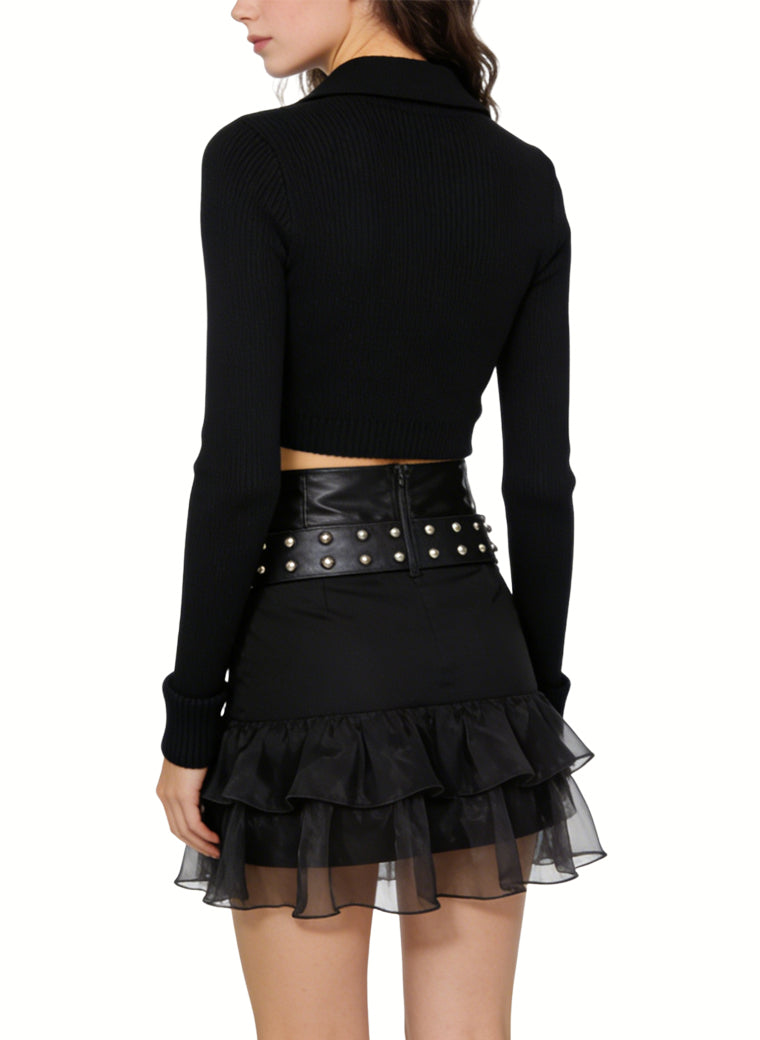 Women's Layered Ruffled High-waist Mini Skirt