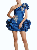 Luxurious and Grand One-Shoulder Party Evening Dress