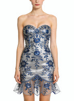 Sophisticated Strapless Mini-Dress Party Evening Dress