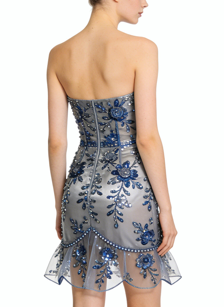 Sophisticated Strapless Mini-Dress Party Evening Dress