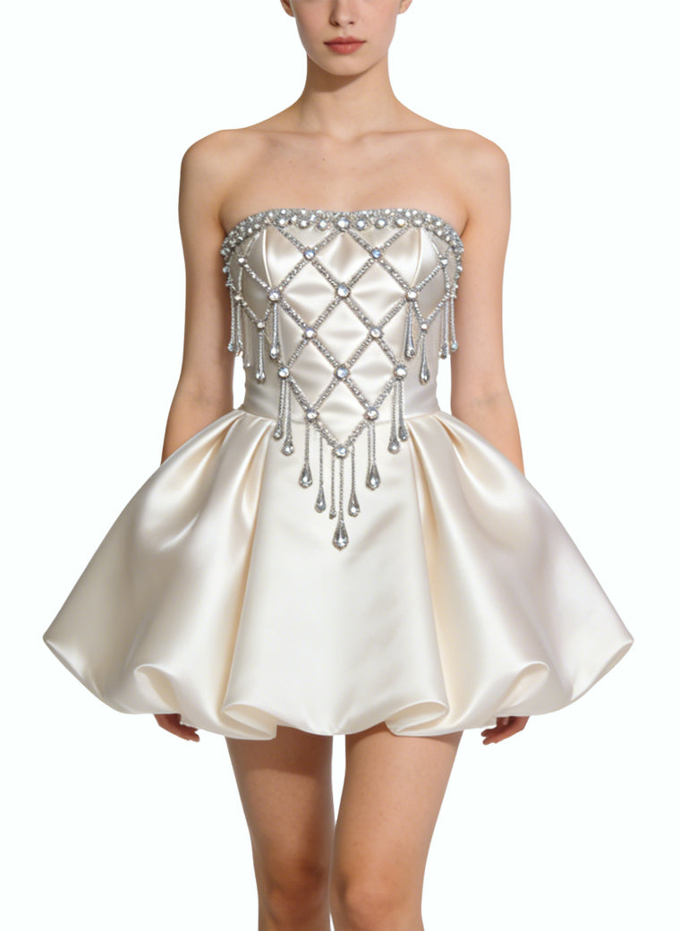 Fashionable Strapless Mini-Dress Party Dress