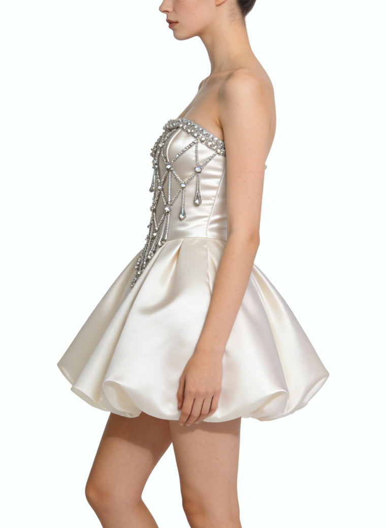 Fashionable Strapless Mini-Dress Party Dress