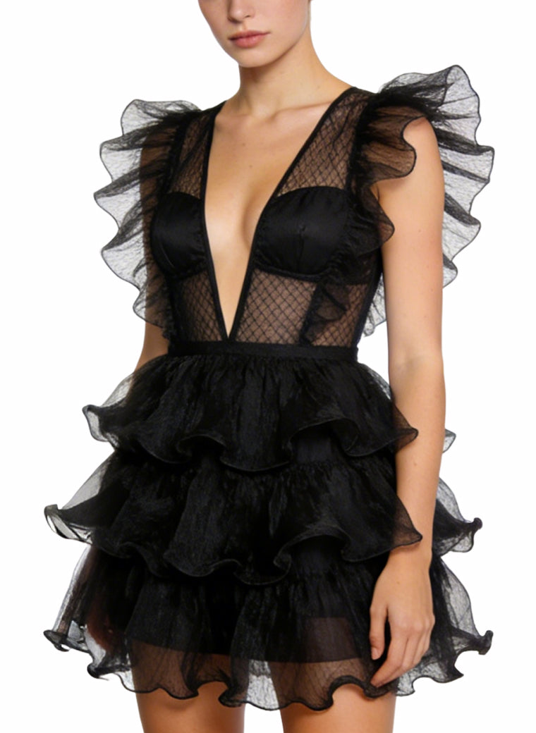 Sexy Deep V-Neck Mini-Dress Party Date Dress