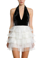 Deep V-Neck Halter Neck Party Date Dress