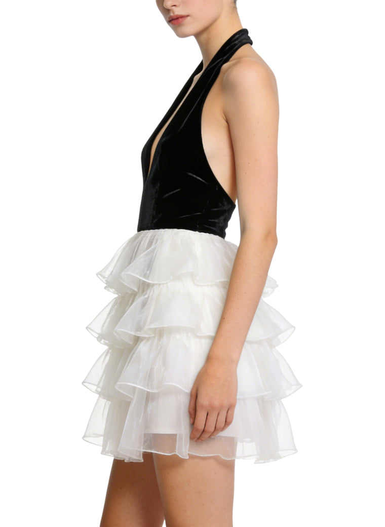 Deep V-Neck Halter Neck Party Date Dress