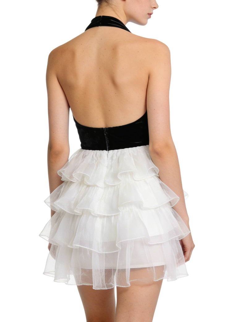 Deep V-Neck Halter Neck Party Date Dress
