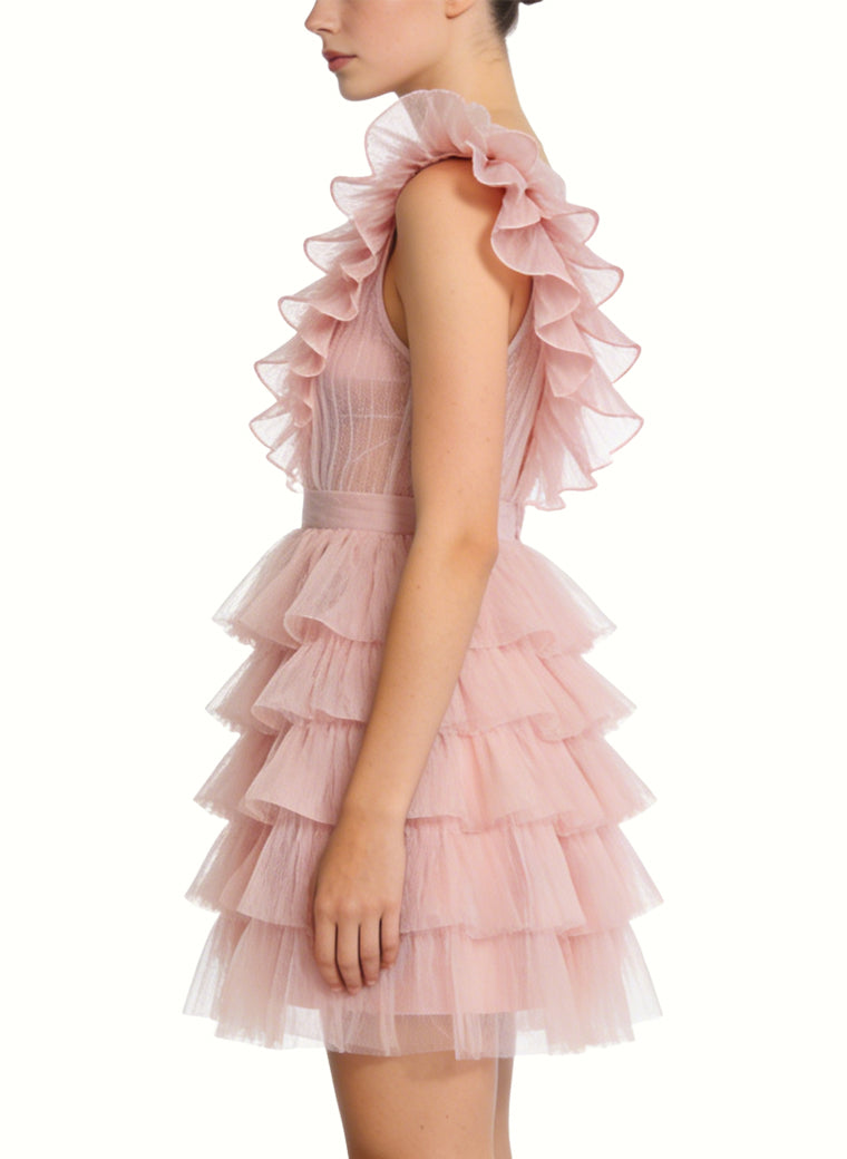 Gentle and Ethereal Deep V-Neck Party Dress