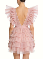 Gentle and Ethereal Deep V-Neck Party Dress