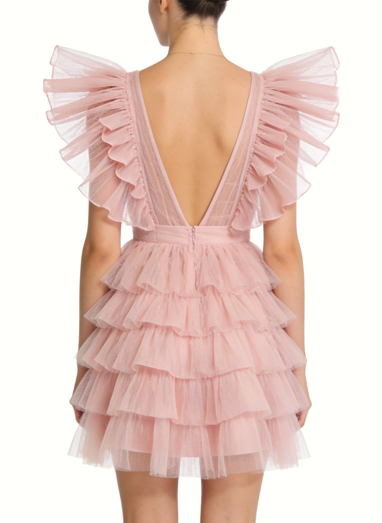 Gentle and Ethereal Deep V-Neck Party Dress