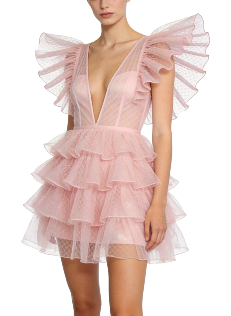 Deep V-Neck Cake Dress Party Dress